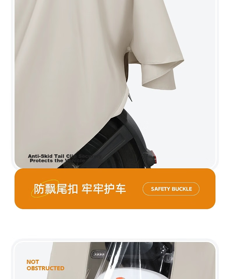 Beimei Women's Electric Scooter Raincoat Waterproof Full-Body Long Thickened Large Rain Poncho Cover 13