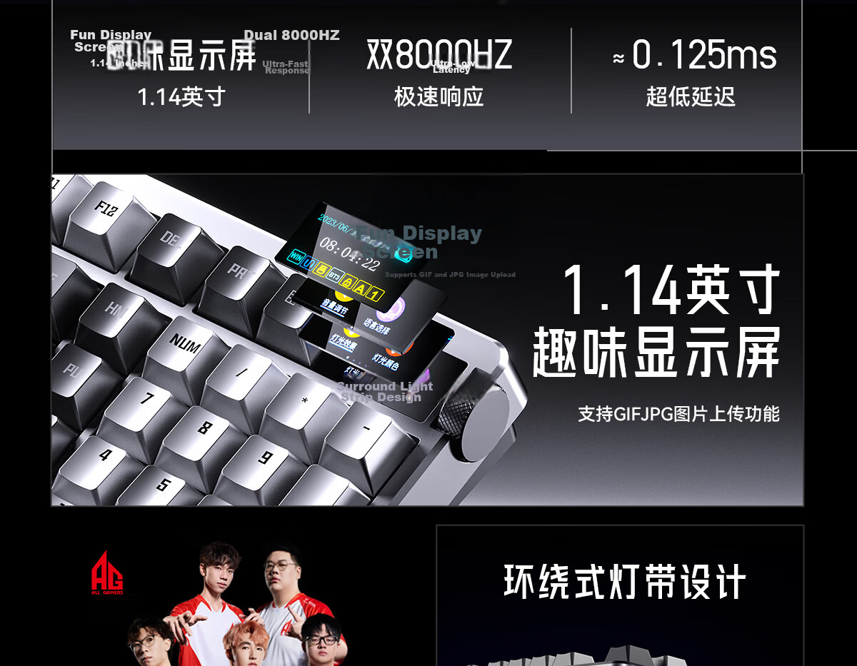 AULA Nova98 Gasket Structure Mechanical Keyboard Custom Dual 8K Tri-Mode Wireless Wired Bluetooth 99-Key Hot-Swappable Gaming Office Moon Rock Gray 5