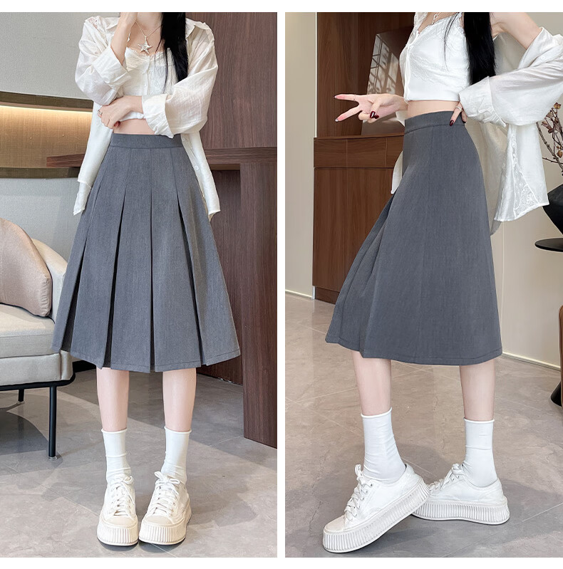 Xueqiman Women's Pleated Blazer Skirt 2026 Summer New High-Waist Slim A-Line Premium Versatile College Style Skirt 12