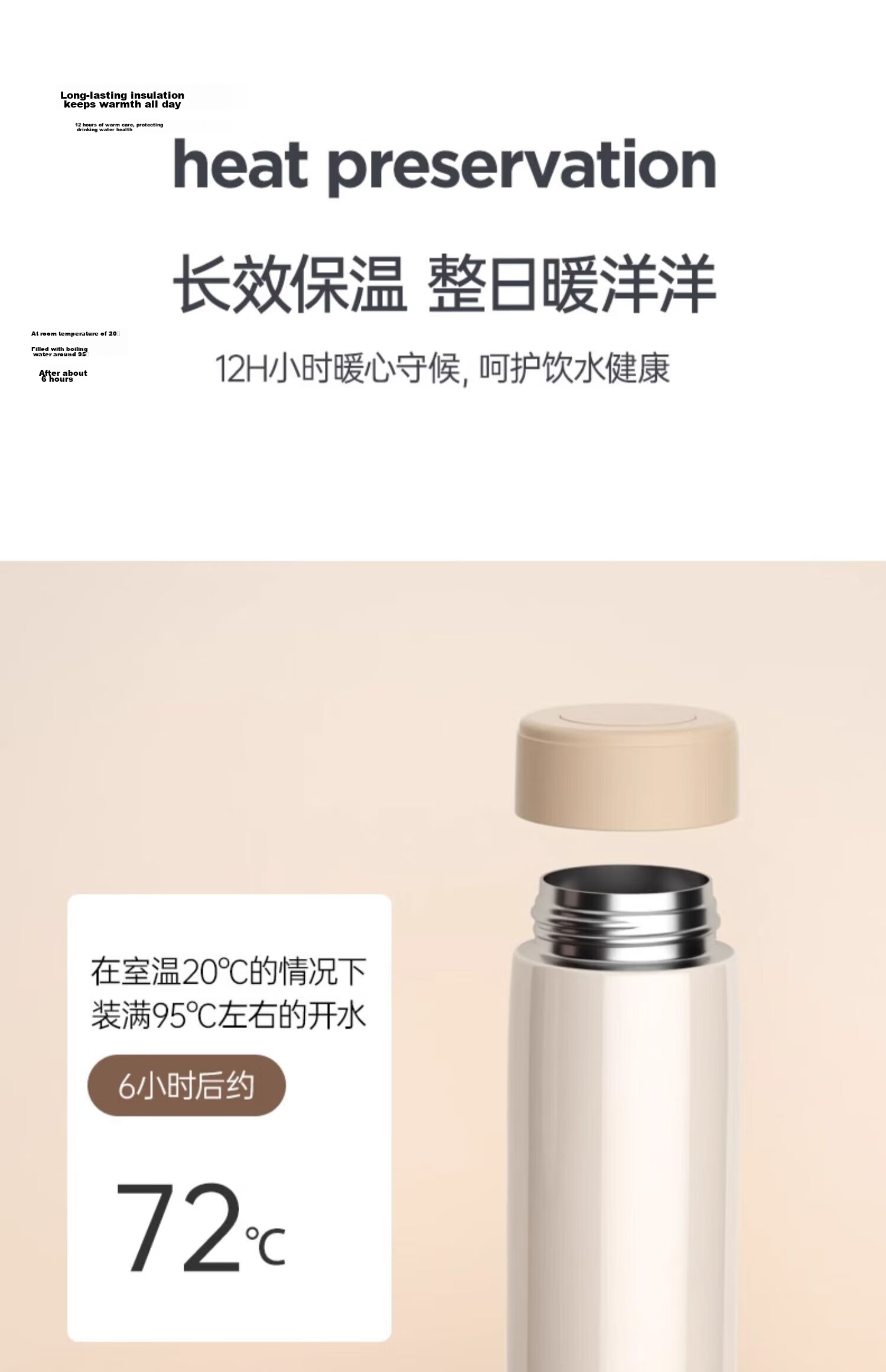 HAERS All-Steel Insulated Water Bottle for Men and Women Students 316 Stainless Steel Cup Sakura Pink 350ml 5