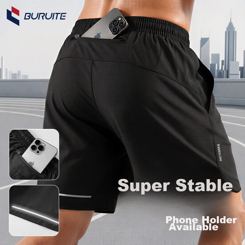 BURUITE Men's Running Shorts Quick-Dry Fitness Sports Casual Five-Point Summer Training Ice Silk Lightweight Woven Beach Basketball Pants