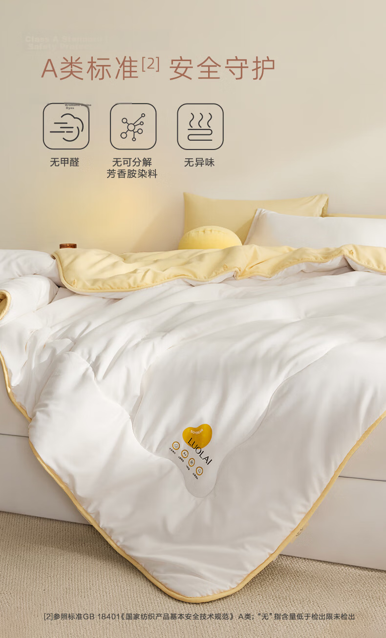 Luolai Home Textiles Quilt Core A-Class Washable 79% Soy Protein Fiber Spring and Autumn Four-Season Quilt Core Approx. 4.8 Jin 6