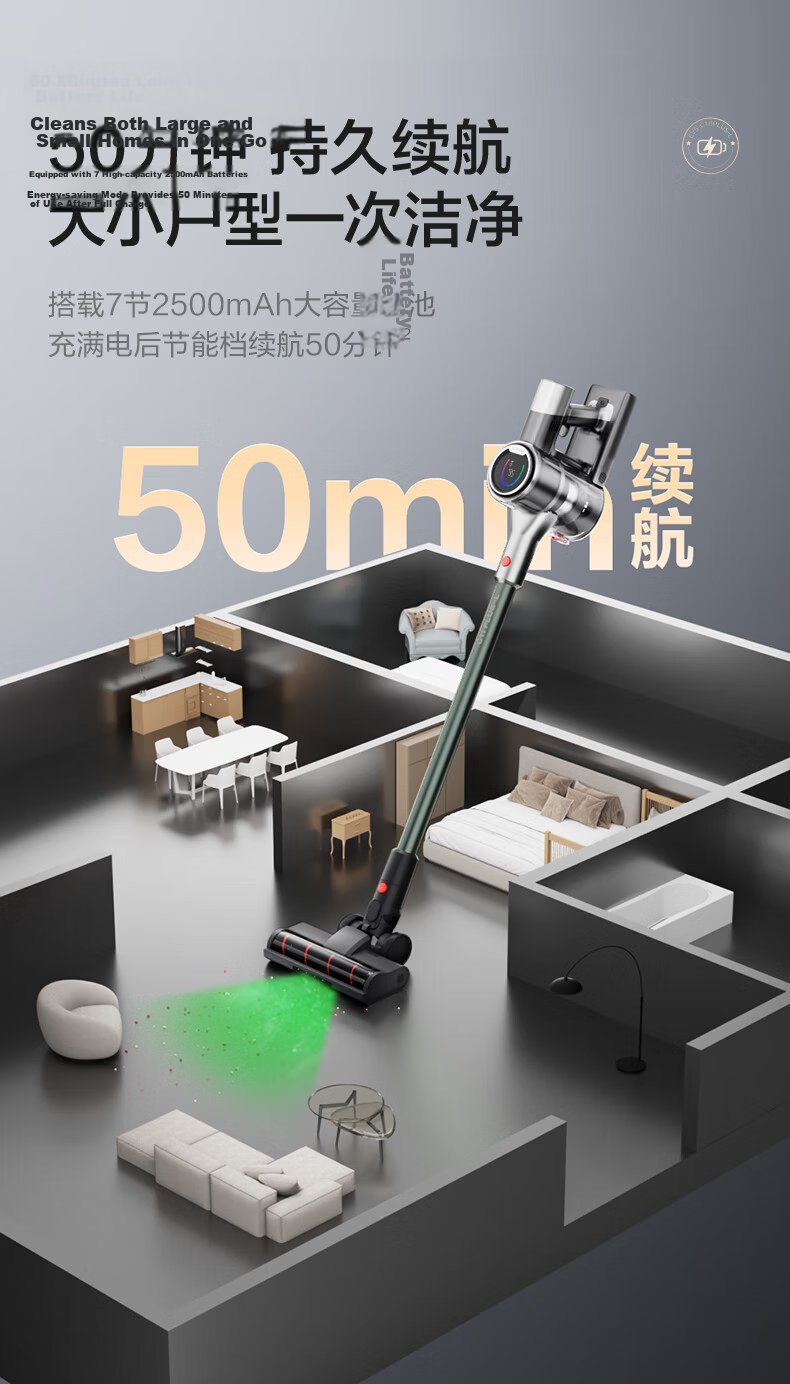 SUPOR Vacuum Cleaner, Powerful Suction for Home Use, Cordless Handheld Lightweight Design with Green Light Dust Indicator, High-Power Vacuum Machine for Carpets And Pet Hair Removal, Cat Lint Roller C70-L Holiday Gift 14
