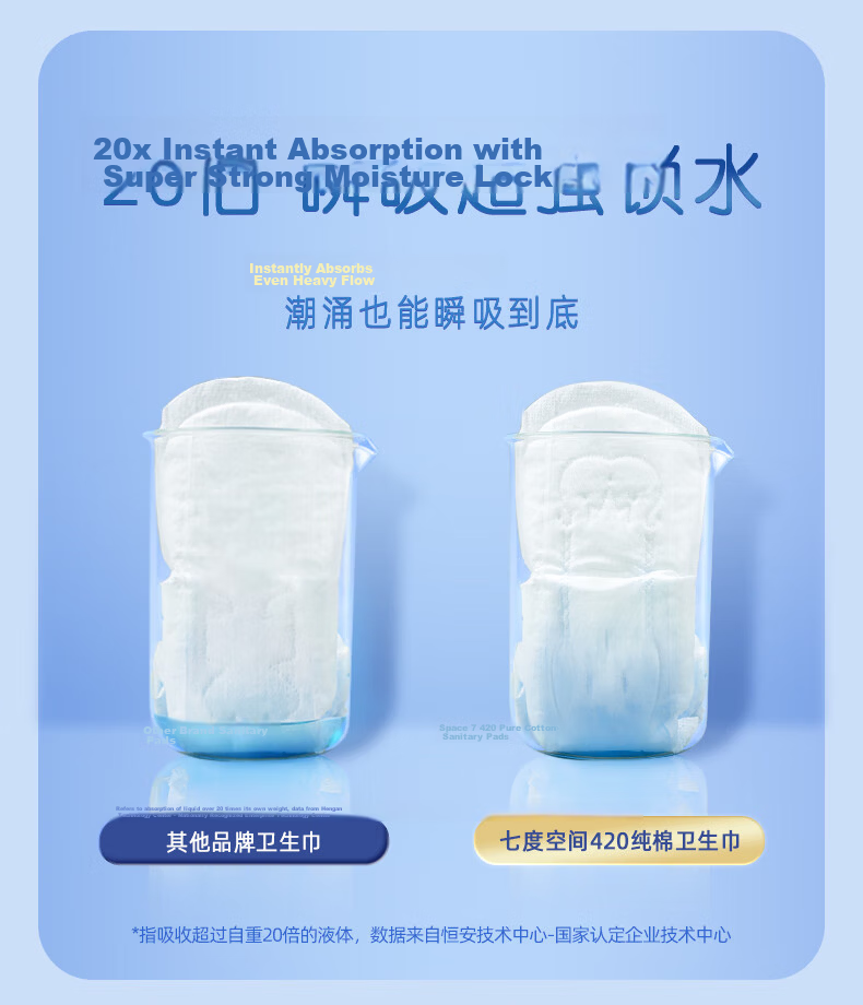 Space7 100% Cotton Sanitary Pads Skin-friendly Ultra-thin Breathable Extra Long Night Use 420mm 16pcs [New National Standard Certified] 6