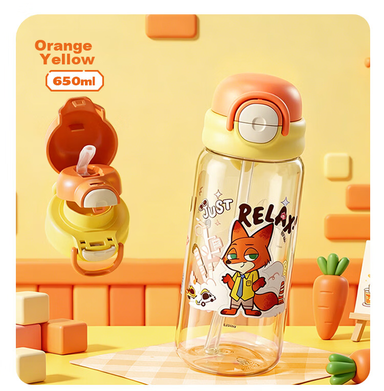 Disney Children's Water Bottle PPSU Student Dual Drinking Straw Cup Large Capacity Kindergarten Maternity Plastic Cup 650ml 11
