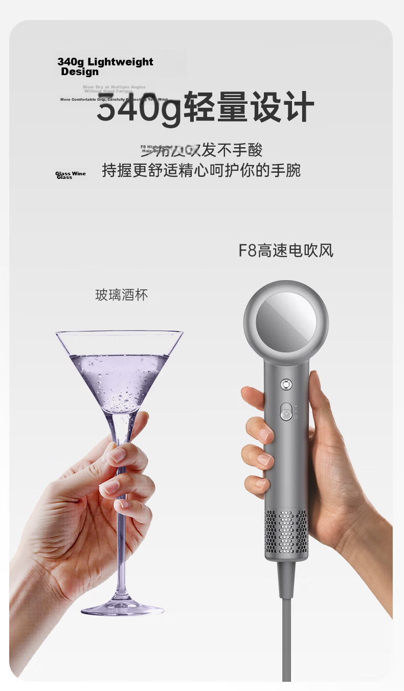 CONFU High-Speed Hair Dryer with 1.6 Billion Negative Ions, Powerful Home Use Blow Dryer, Hair Protection, Strong Wind, Birthday Gift for Girlfriend, Model F20 White 11