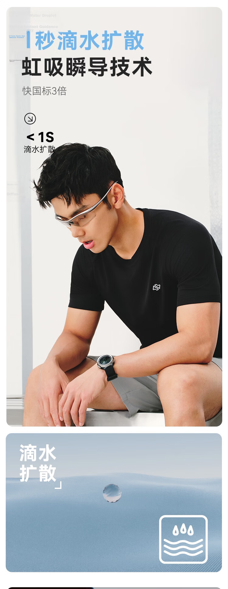 JD Original Summer Men's Running Series Sports Short-Sleeve T-Shirt, Sweat-Wicking Breathable Fitness Gift for Men, White 8