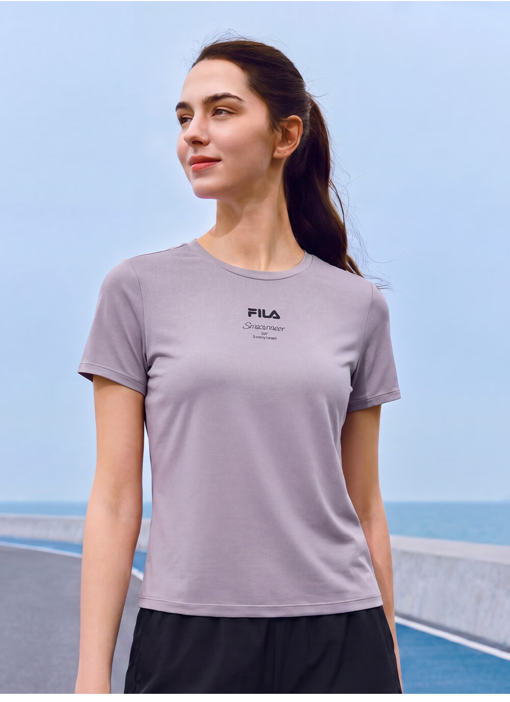 FILA Official Colorful Women's Short Sleeve T-Shirt 2026 Summer Moisture-Wicking Quick-Dry Fitness Sports Yoga Running Tee 25
