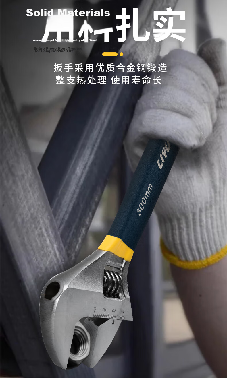 Liyu Adjustable Wrench Multi-Functional Slip-Resistant Plastic Handle Household Open-End Wrench Set of 4 8