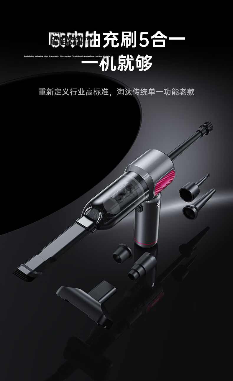 REWONDER German Top Model 20000Pa Car Vacuum Cleaner Handheld Pencil-Style High Suction Long Battery Life Outdoor Small Car Vacuum Cleaner Purple 7
