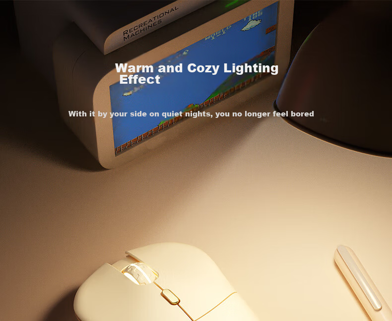 B.O.W Hangshi MD506L Wireless Bluetooth Dual-Mode Ergonomic Backlit Mouse for Desktop Laptop iPad Tablet Phone Office Silent Rechargeable Mouse Milk Tea Color 19
