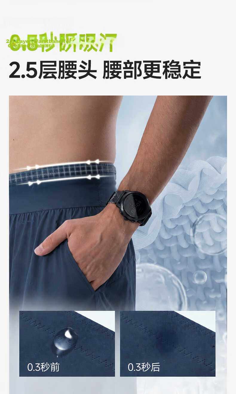 Feibit Air Pants 4.0 Men's Waist Bag Shorts Breathable Running Sports Pants 5-Inch Quick-Dry Classic Black S 5