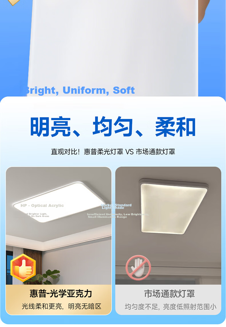HP Full Spectrum Ceiling Light Living Room Main Light Cree Eye Protection Seamless Whole House Lighting Set Zhongshan Lighting Morning Light 11