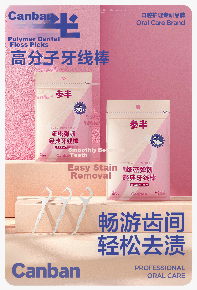 Canhalf Flexible Strengthened Dental Floss Strong Pull Non-Snag High Toughness Break-Resistant Dental Floss Picks Deep Cleaning Toothpicks 6 Boxes 300 Pieces 1