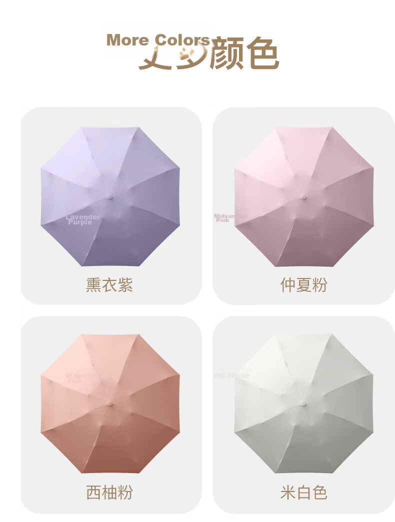Qimai Extra Large Folding Umbrella UV Protection Sunshade Pocket Capsule Lavender 6