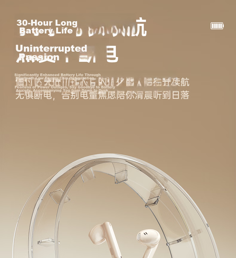 HP 2026 Latest True Wireless Bluetooth Earbuds Long Battery Life Semi-In-Ear Noise Cancelling Wireless Sports Running Music Gaming Compatible with Apple Huawei Xiaomi 14