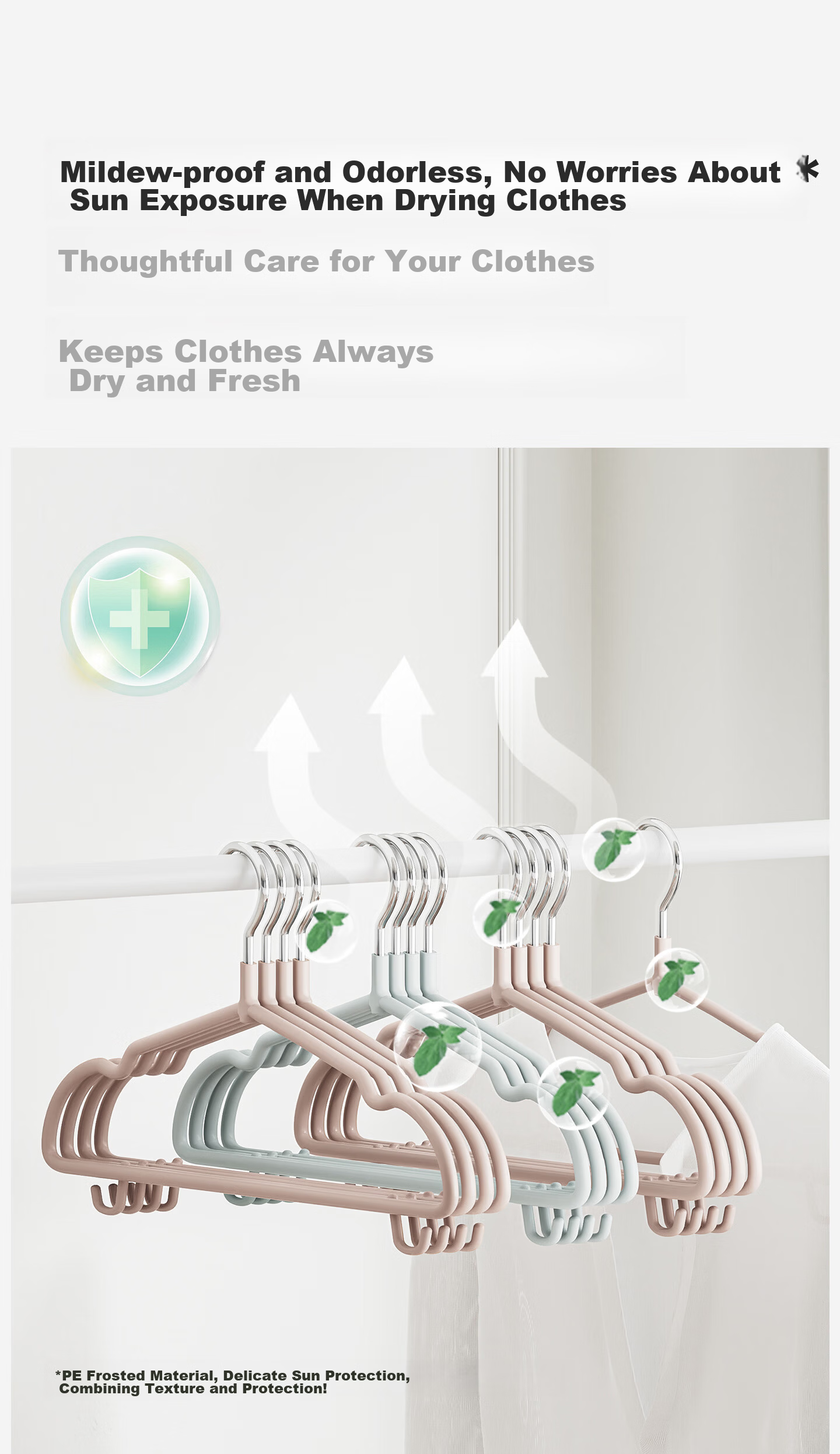 FOOJO Non-Puff Wide Shoulder Hangers for Clothes Drying, Stackable Wardrobe Hangers, Thickened Coat And Suit Pants Hangers, 5 Pieces in Moon Gray 7