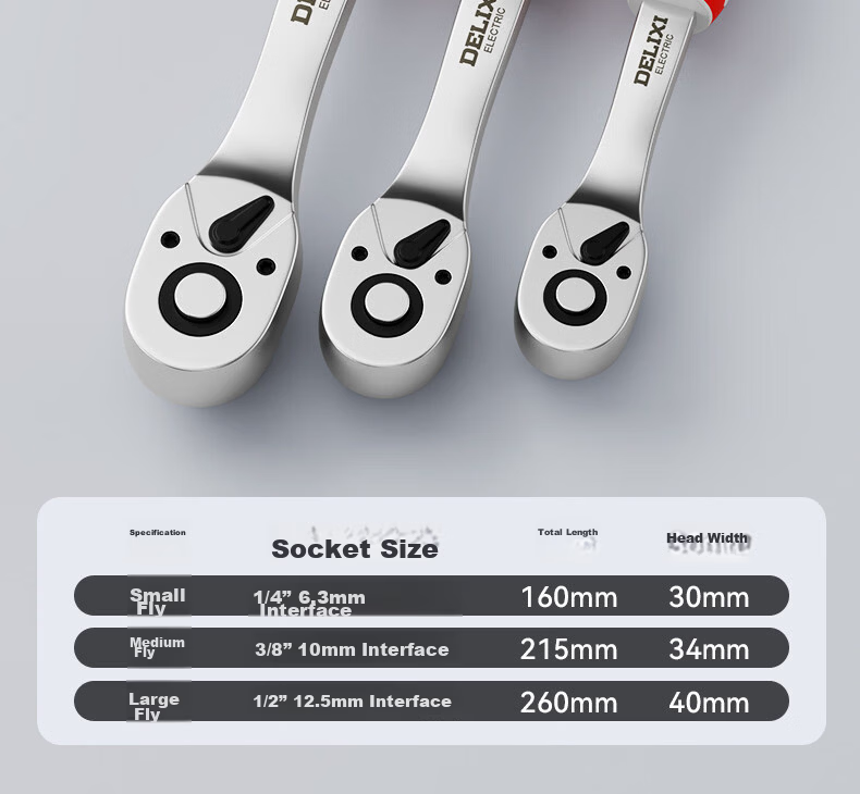 Delixi Quick Socket Ratchet Wrench Large Medium Small Dual-Direction Universal Auto Repair Tool Industrial Grade 72-Tooth Household 12