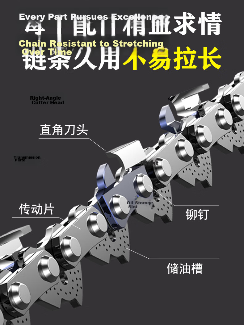 No.1 Factory 16-Inch 29-Tooth Chainsaw Chain Gasoline Saw Chain Electric Chainsaw Accessories Original Imported Right-Angle Chain 59 Links 10