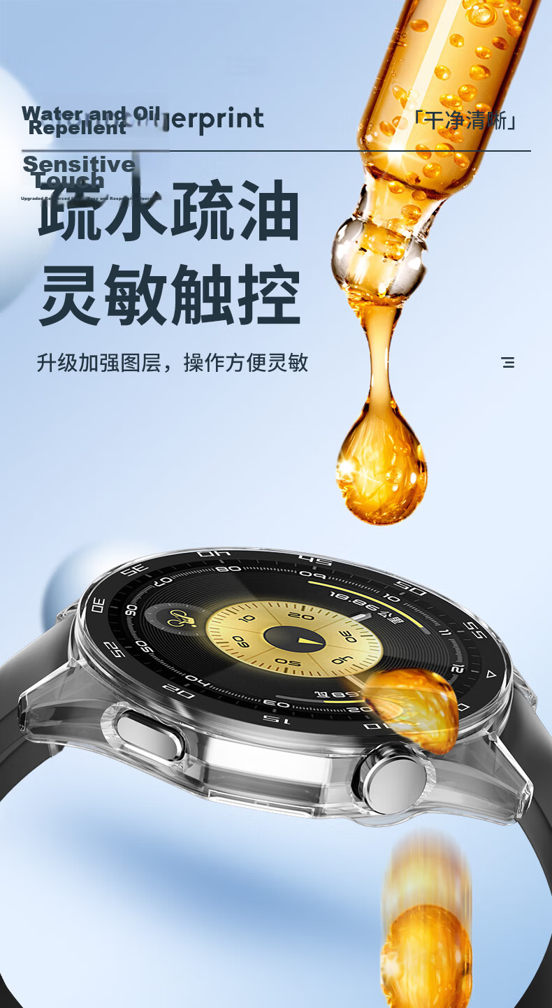 Weiqiantu Huawei GT6 Pro 46MM Silver Protective Case with Tempered Glass Screen Protector Full Coverage Touch-Sensitive Watch Case and Film Set with Scale 4