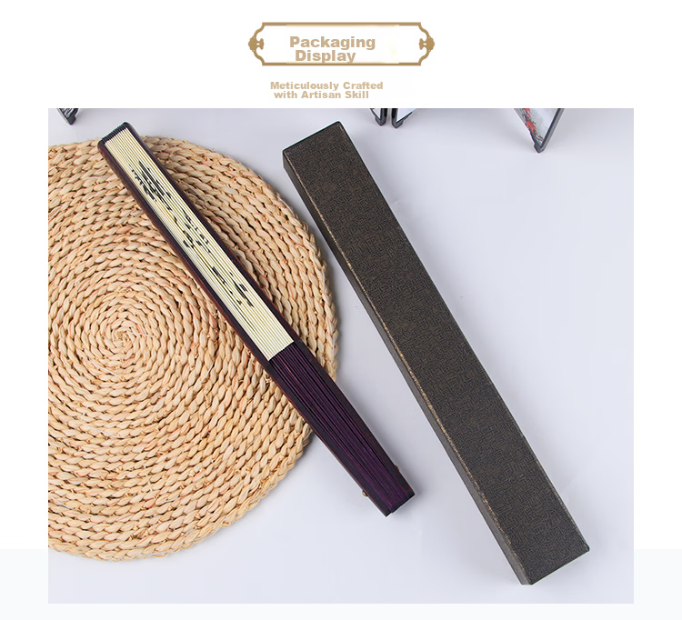 TaTanice Men's Folding Fan [Gift Box] Chinese Style Classical Silk Fan Birthday Gift 10-inch Ink Bamboo 2