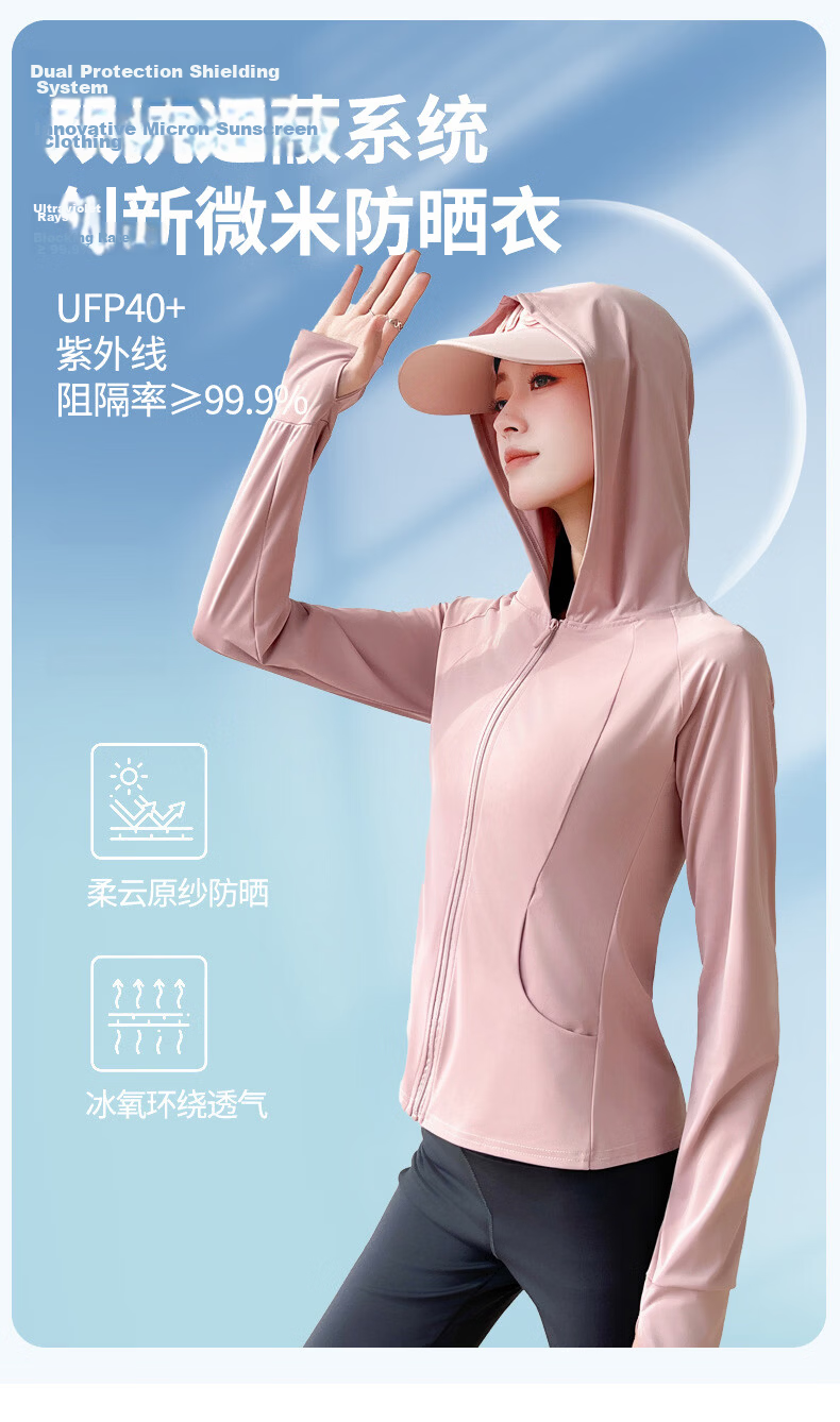Langsha Women's Pocket Sunscreen Jacket Ice Silk Summer Slim Fit UV Protection Outdoor Hooded Cardigan Sunscreen Coat 1