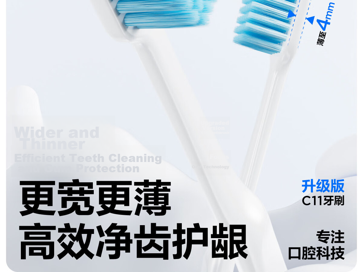 Canban Antibacterial Charcoal Soft Bristle Toothbrush for Men, Fresh Breath, Blue, 2-Pack 2