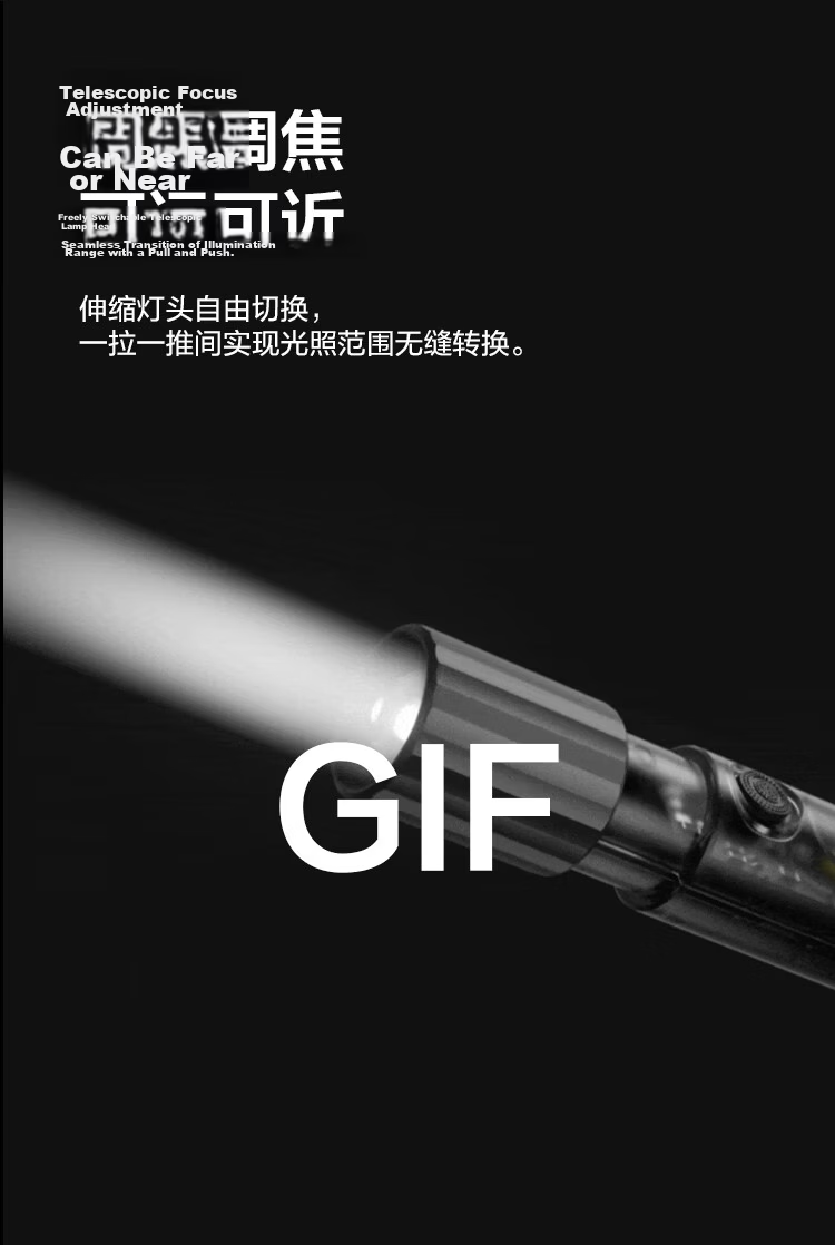 JD Jingzao Zoomable High-Power Long-Range Flashlight Outdoor Multifunctional Side Light Rechargeable Lithium Battery Ultra-Long Endurance 7
