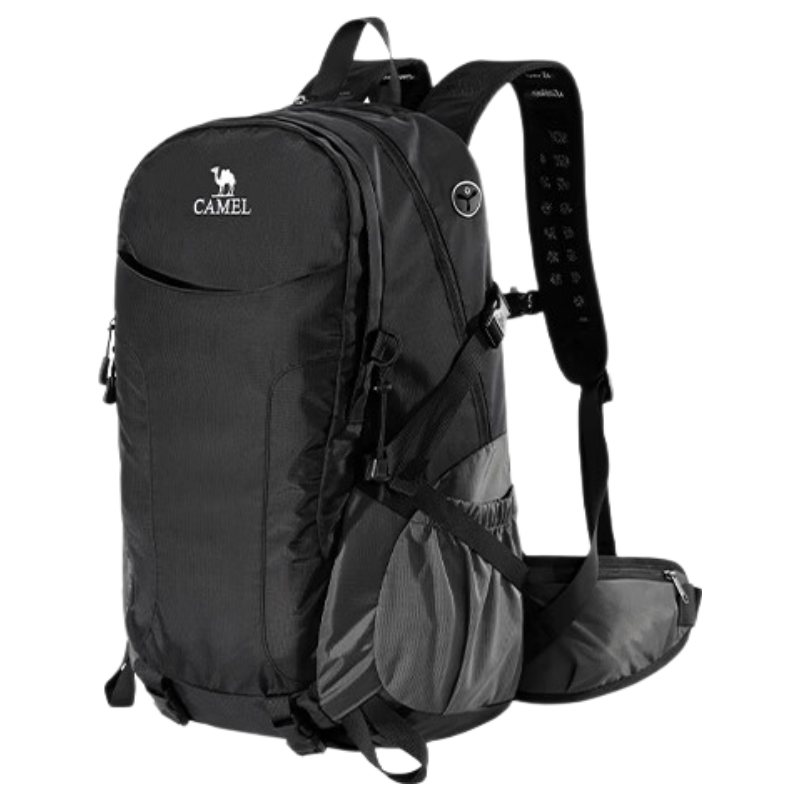 CAMEL Outdoor Hiking Backpack, Professional Trekking Waterproof Lightweight Rucksack, Double Shoulder Bag, 574D789643, Phantom Black