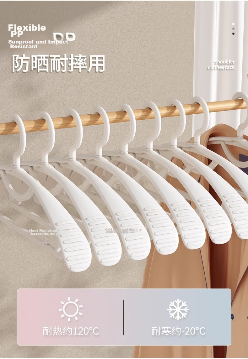 YOUQIN Wide Shoulder Hangers Non-Slip Clothes Drying Rack Thickened 5-Pack Anti-Shoulder Deformation Clothes Hangers for Home 7