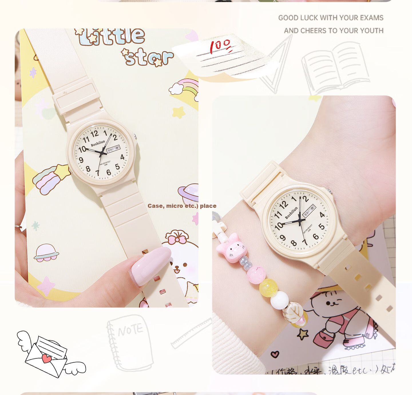 Bausch & Lomb Women's Watch for High School Students Exam Use Silent Waterproof Sports Quartz Watch for Kids Only Time Display 17