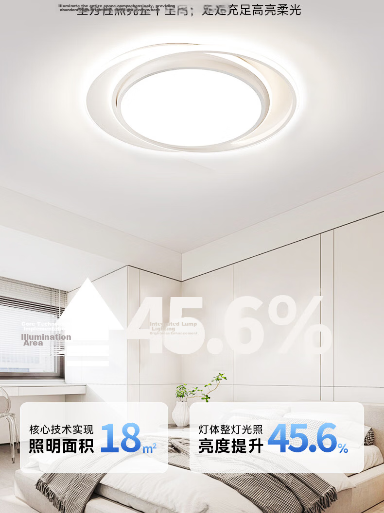 AUX American Pure Eye Protection AI Voice Smart Bedroom Ceiling LED Light Nordic Modern Minimalist Main and Secondary Bedroom Study Room 15