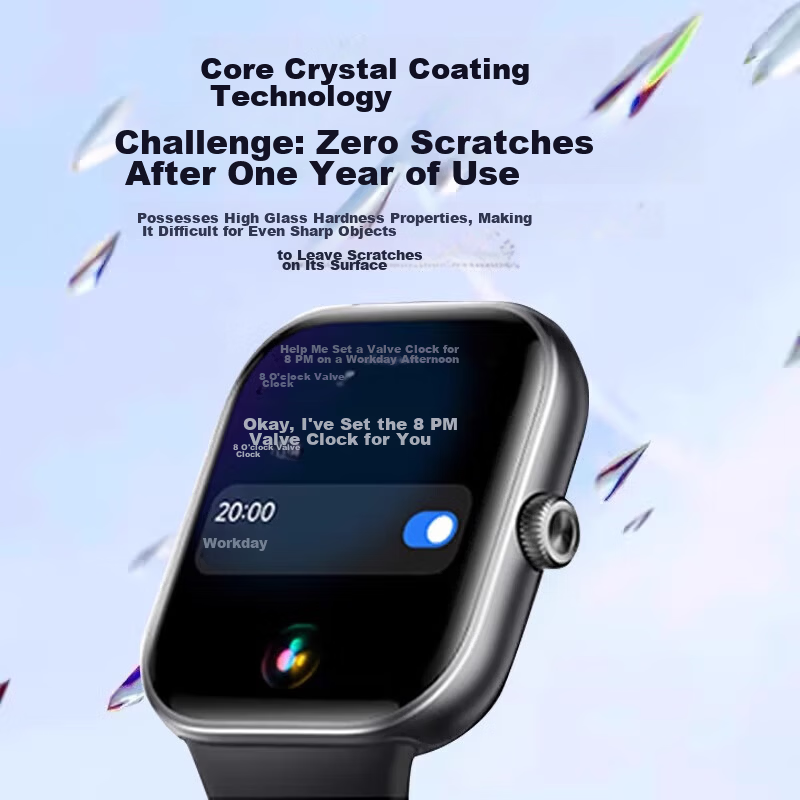 Iboann Redmi Watch 6 Tempered Glass Screen Protector Full Coverage Crystal Coated Curved Film for Xiaomi Watch 6 eSIM Version Shockproof Explosion-Proof 6