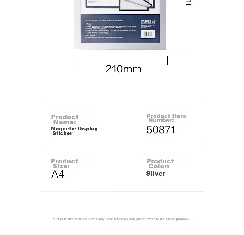 Deli A3 Magnetic Display Holder Business License Frame Document Frame Original Certificate Protector Notice Board Sticker TF110 15