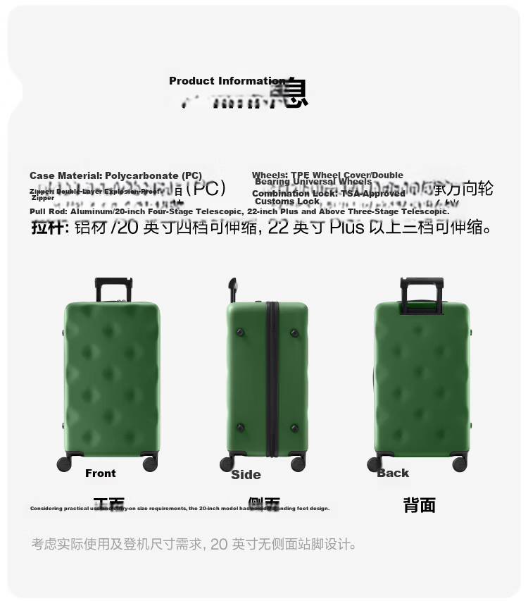Bromen Bags Large Capacity Suitcase Trolley Case Travel Luggage Password Lock Suitcase for Business And Students, Check-In Luggage, 28 Inch Gree 19
