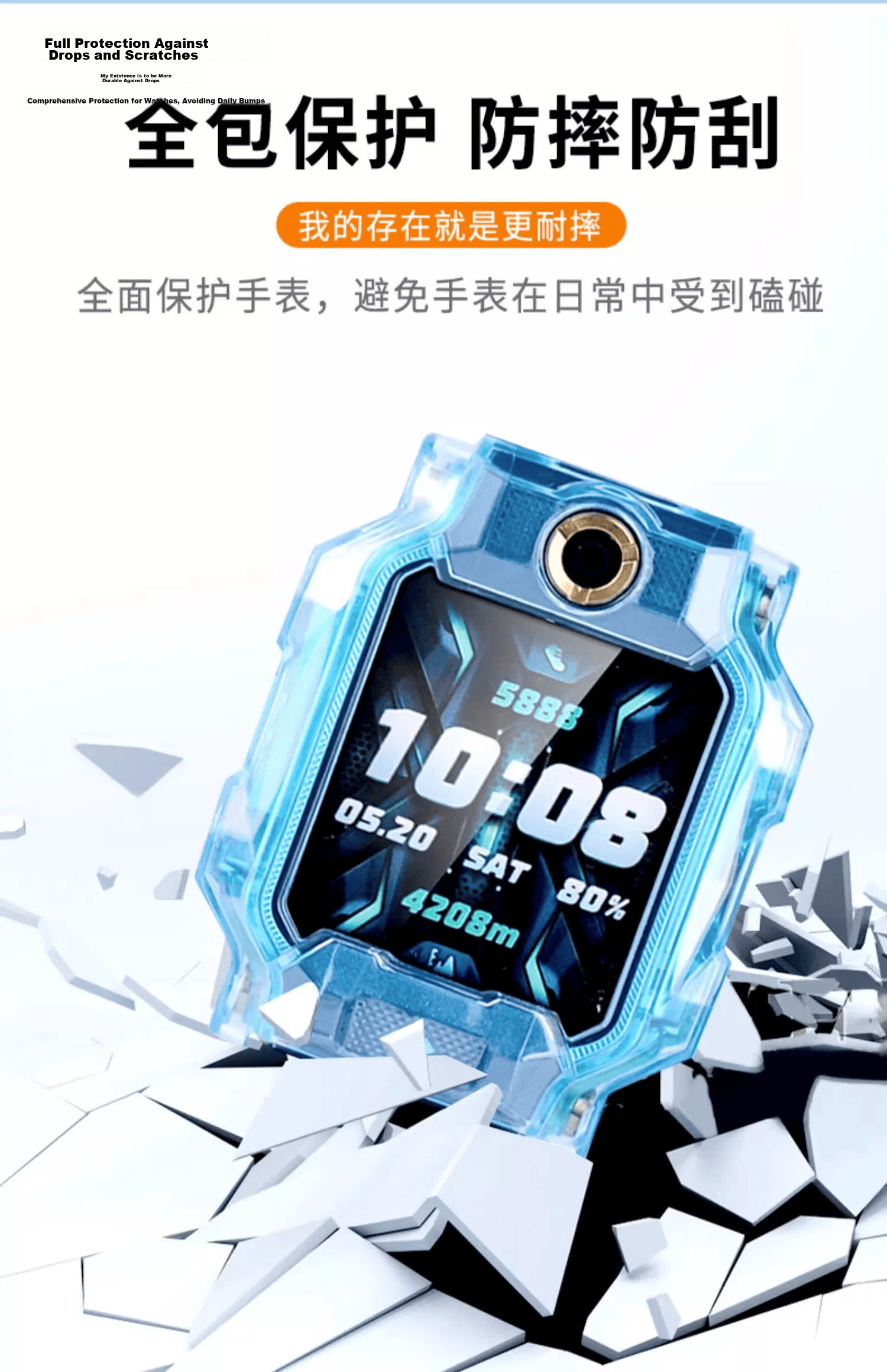 CHENSONG TPU Protective Case for Xiaotiancai Kids Smartwatch N5/Q3 D5/U5 - Transparent Green 7