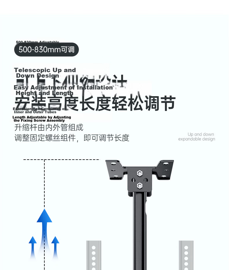Dongpuli TV Ceiling Mount Bracket Rotatable Adjustable Multi-Functional LCD Monitor Surveillance Pole Stand Wall Mount for 14-42 Inch TVs 6