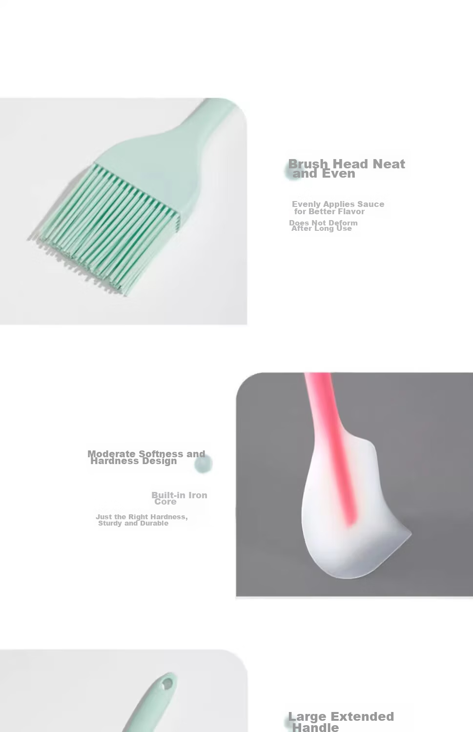 Fangcaodi Silicone Oil Brush High-Temperature Resistant Non-Shedding Kitchen Pancake BBQ Baking Food Grade Small Brush 13