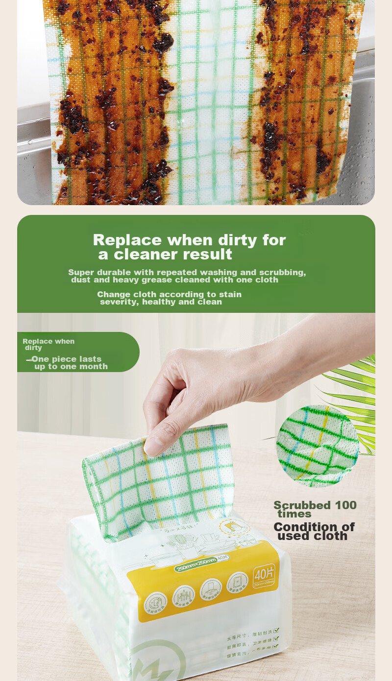 One's Member Disposable Multi-Purpose Cleaning Cloths 40pcs*6 Packs OM Heavy-Duty Large Kitchen Dishwashing Cloths 5