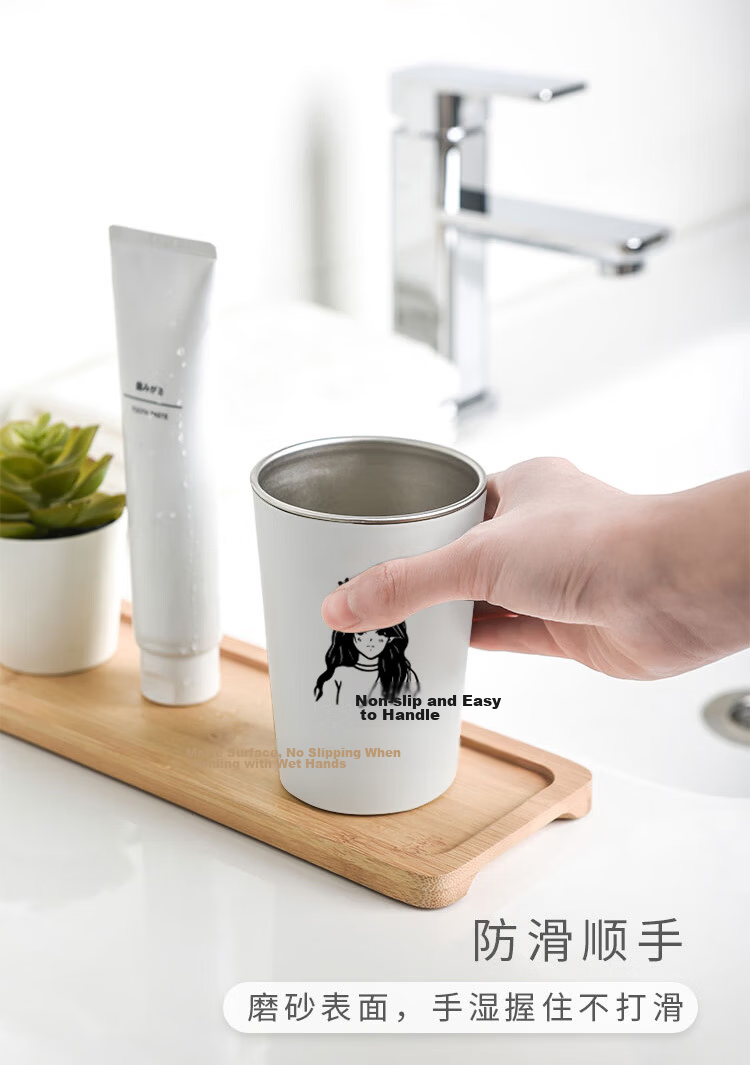Daisy Leaf 304 Stainless Steel Couple Mouthwash Cups Antibacterial Toothbrush Holders High-Quality Tooth Brushing Cups Set of 2 3
