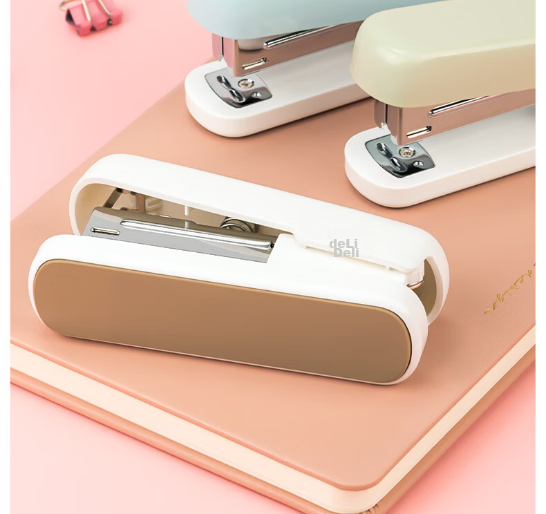 Deli 12# Student Office Stapler, Macaron Color, Compatible with 24/6 Or 26/6 Staples, Light Green, TA301-A 14