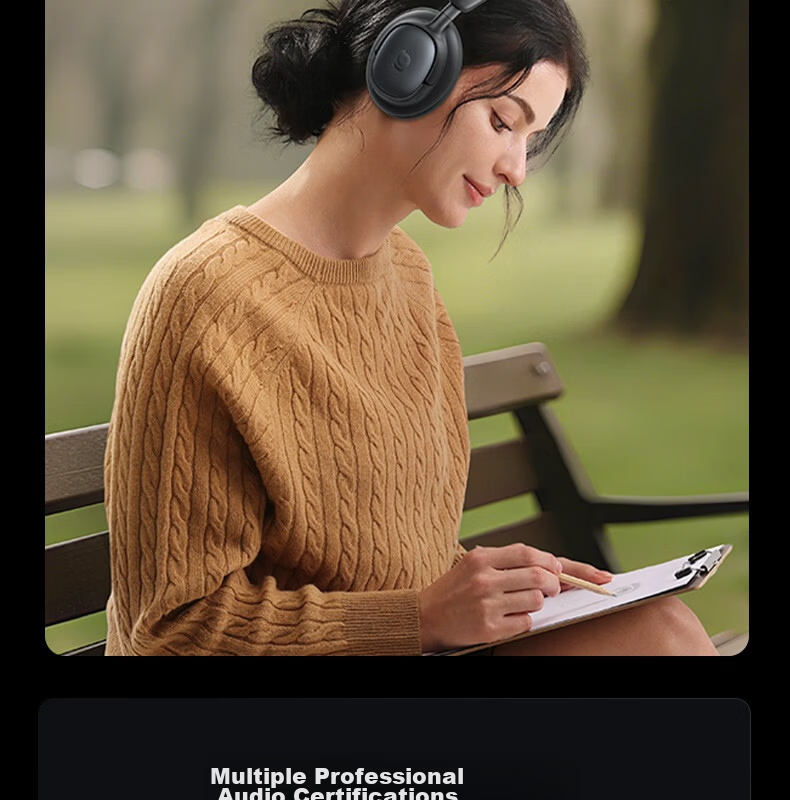 BASEUS MH1 Over-Ear Noise Cancelling Bluetooth Headphones Active Noise Cancellation Dual Gold Standard HiFi Certified 80H Battery Life Compatible with Apple Huawei Xiaomi Oppo Phones Gift 15