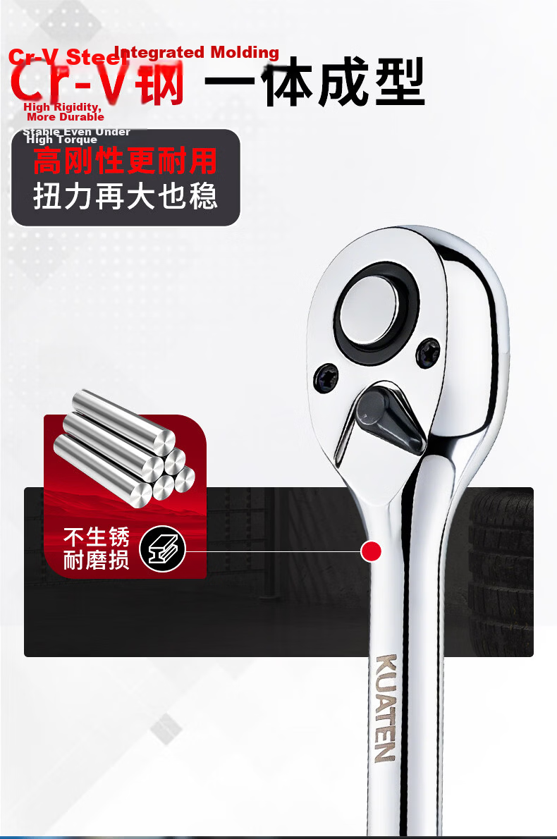 Kuanteng 72-Tooth Quick Socket Ratchet Wrench Set, Large Medium Small Double-Ended Mini Short Handle Auto Repair Wrench 3-Piece Set 5