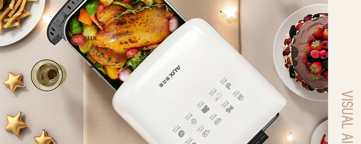 AUX Air Fryer 8L Large Capacity Metal Interior 2026 Latest Model Visible Window High Power Multifunction Fully Automatic No-Turn Steam Pan Electric Oven Combo 16