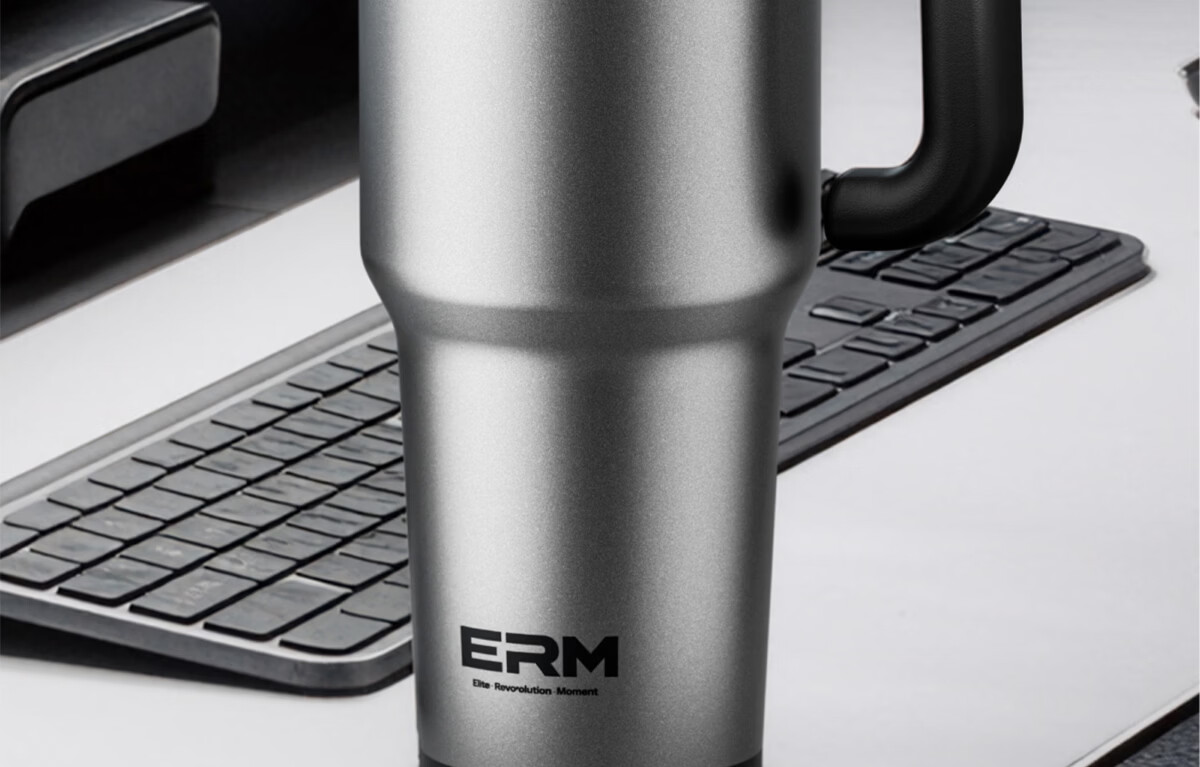 ERM Insulated Tumbler Large Capacity Men's Giant Ceramic Liner Car Straw Cup 4