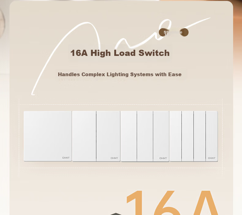 CHNT Switch Socket No-Paint Cream Style Large Panel Concealed Socket X1M Three-Hole 16A Socket Cheese Yellow 26