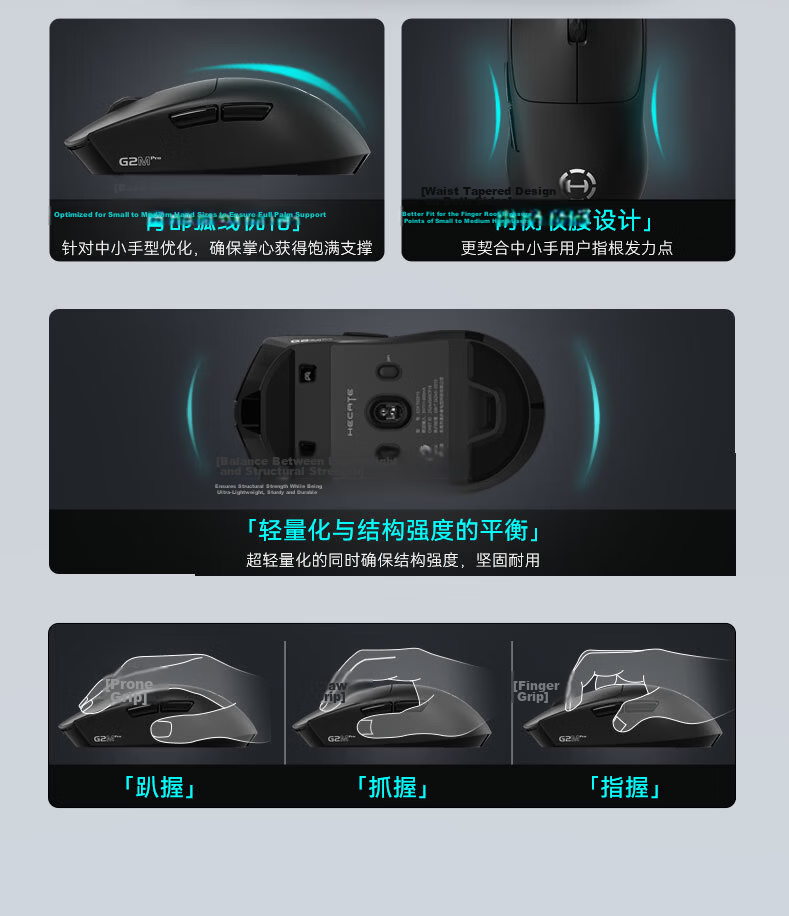EDIFIER HECATE G2M PRO Wireless Wired Bluetooth Tri-Mode Gaming Office Mouse Dual Micro Switch Low Latency Lightweight Long Battery Life Blue 14