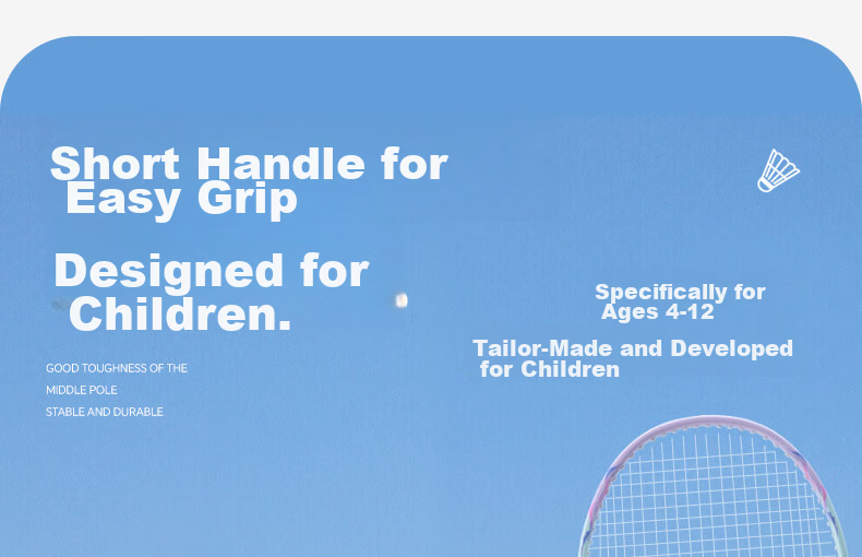 KAWASAKI Kids Badminton Racket Sugar Blade MINI Ultra-Light Beginner Double Racket Set Durable Alloy Racket 4