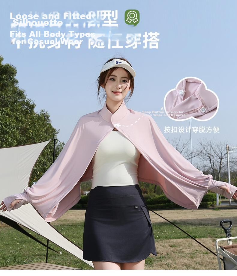 Combo Women's Ice Silk Cooling Sunscreen Jacket Short UV Protection Lightweight Skin Jacket for Summer Outdoor Fishing 6