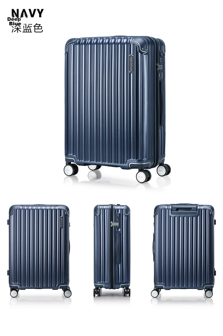 AMERICAN TOURISTER Luggage, 28-Inch Trolley Suitcase, Large Capacity Travel Case, Business-Style High-Quality Student Password Lock Suitcase, NL7 Blue 12